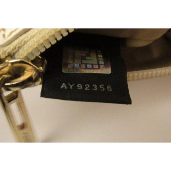 Fendi White F Embossed Print Zucchino Cosmetic Bag - Picture 6 of 12